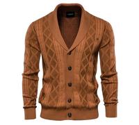 Homme Cardigan en Tricot à Manches Longues et Col Châle Épais Hiver Cardigans Ouvrez-Front Bouton Gilet Veste Tricoté Casual Chaud Pull en Maille Couleur Unie Sweater Veste en Maille Style C 3XL