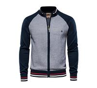 Homme Cardigan Veste en Maille Ouvrez-Front Zippé Gilet Printemps Automne Pull Tricoté Décontracté avec Col Droit Veste mi Saison Chandail en Tricoté Mode Sweater Outwear Manteau Bleu S