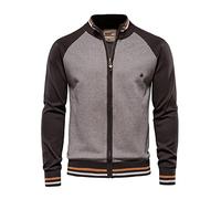 Homme Cardigan Veste en Maille Ouvrez-Front Zippé Gilet Printemps Automne Pull Tricoté Décontracté avec Col Droit Veste mi Saison Chandail en Tricoté Mode Sweater Outwear Manteau Brun S