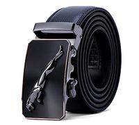 Homme Ceinture,Cuir Véritable Jaguar Business Suits Casual Boucle Réversible Avec Cliquet Automatique, Convient Pour 47”-49“(125Cm) Tour De Taille