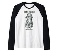 Homme Chapeau Seau Amusant Chat Parti pêche pêcheur Jour pêcheur Manche Raglan
