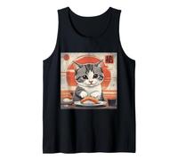 Homme Chat tigré Mignon Qui se prépare avec Impatience à Profiter d'un Morceau de sushis Débardeur