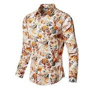 Homme Chemise imprimée à Fleurs Tropicales Bouton Hawaiian Paisley Funky Aloha Imprimé Motif Unique Chemise d'été Hauts de Vacances à la Plage pour Loisir 4 L