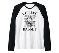 Homme Chillin' with My Basset Hound Chaise Longue d'été pour Chien Manche Raglan