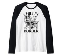 Homme Chillin' with My Border Collie Chaise Longue d'été pour Chien Manche Raglan
