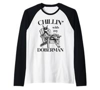 Homme Chillin' with My Doberman Chaise Longue d'été pour Chien Manche Raglan