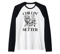 Homme Chillin' with My Setter Chaise Longue d'été pour Chien Manche Raglan