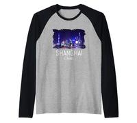 Homme Chine Shanghai Skyline Souvenirs Chinois Cadeaux Shanghai Manche Raglan