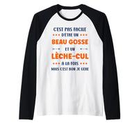 Homme Citation Super Beau Gosse lèche Cul Humour lèche-Cul Manche Raglan