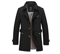Homme Classique col Turndown Coupe Slim Mince Trenchs Veste Coupe-Vent avec Button Down Plus la Taille