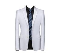 Homme Classique Manteaux Blazer Solides de Bal de Mariage à Un Bouton Poids léger Vestes de Costume d'affaires Dîner Chanteurs Blazers Manteaux Hauts de Couleur Unie Blanc 3XL