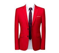 Homme Classique Manteaux Blazer Solides de Bal de Mariage à Un Bouton Poids léger Vestes de Costume d'affaires Dîner Chanteurs Blazers Manteaux Hauts de Couleur Unie Rouge 3XL