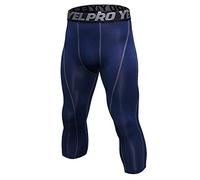 Homme Collant Running Fitness Pantalon de Compression 3/4 Capri Legging Sport Collants Baselayers Marin M