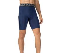 Homme Compression Short de Sport Collant Legging avec Poches Latérales Anti-Transpiration sans Coutures Base Layer Culotte Moulante Short de Fitness Marin