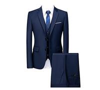 Homme Costume de Mariage de Cérémonie Trois Pièces Coupe ajustée Costumes de Ensemble de Smoking 3 pièces Veste et Gilet et Pantalon pour Un dîner d'affaires Bleu 4XL