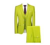 Homme Costume de Mariage de Cérémonie Trois Pièces Coupe ajustée Costumes de Ensemble de Smoking 3 pièces Veste et Gilet et Pantalon pour Un dîner d'affaires CVert XXL
