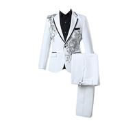 Homme Costume médiéval Steampunk de Scène de discothèque Blazer brodé de Strass Costume de soirée de Mariage Smoking Veste et Pantalon M