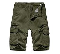 Homme Coton D'été Cargo Chino Shorts Basique Casual Décontracté Vêtement Multi-Pocket Pantalons Courts de Sports pour randonnée, Escalade, Camping Pantacourt Bermuda avec Plusieurs Poches