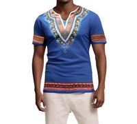 Homme Coton Kurta Courte Chemise Col Rond Tunique Ajustement Normal Chemise Longue Décontractée Robe de Fête Brodée Soie Art Robe de Mariage Porter Chemise Longue Robe Indien, F bleu., L