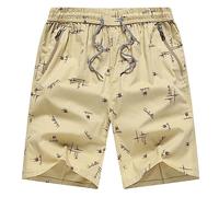 Homme Coton Shorts et Bermudas Cargo Style décontracté - Taille élastique Shorts 3/4 de Sport Aves Multipoches pour randonnée, Escalade, Camping Basic Vintage Homme Cargo Pantacourt