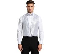 Homme Crop Top Veste Cardigan Disco Jacket Brillant Gilet Danse De Argent L