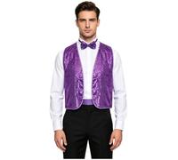 Homme Crop Top Veste Cardigan Disco Jacket Brillant Gilet Danse De Violet L