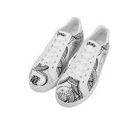 Homme Cuir Vegan Blanc Baskets - The Power of The Dragon Motif