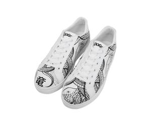 Homme Cuir Vegan Blanc Baskets - The Power of The Dragon Motif