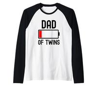 Homme Dad of Twins Funny Fathers Day Low 1% Charged Battery Tired Manche Raglan