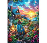 Homme dans la forêt Magique 500 Pièces Puzzle Adulte en Carton Épais Scène de Conte de fées Dessin animé Activité Manuelle Éducative Anti-Stress Cadeau Créatif Fête des Mères Rapport Qualité-Prix 500