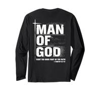 Homme de Dieu, père chrétien, vers de la Bible, Timothée 6, 11, Grunge Manche Longue