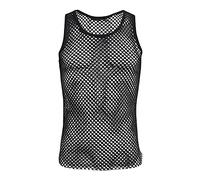 Homme Débardeurs Haut résille Maillot Corps Filet Top t-Shirt musclé Transparent Gym Maillots de Corps d'été T-Shirt d'été sans Manches Noir XXL