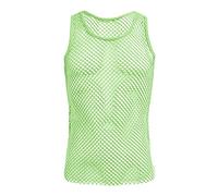 Homme Débardeurs Haut résille Maillot Corps Filet Top t-Shirt musclé Transparent Gym Maillots de Corps d'été T-Shirt d'été sans Manches Vert S