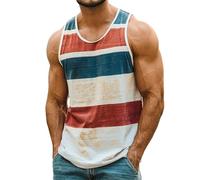 Homme Débardeurs Sport Été T Shirt sans Manches Respirant Rayures Contrastées Tank Top Sport Respirant Bodybuilding Course Fitness Debardeur Gilet Gym Décontracté (Grey, XXXXXL)