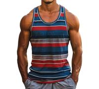 Homme Débardeurs Sport Été T Shirt sans Manches Respirant Rayures Contrastées Tank Top Sport Respirant Bodybuilding Course Fitness Debardeur Gilet Gym Décontracté (Sky Blue, XXXL)