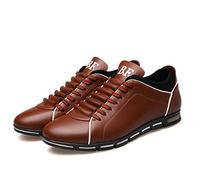 Homme Décontractée Faux Cuir PU Chaussures à Lacets Baskets - LuckyGirls Hommes Mode Solide Cuir Affaires Sport Plat Bout Rond Chaussures décontractées