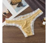 Homme Dentelle Slip Sous-vêtements avec Poche Taille Basse Bikini Culotte Respirant Élastique pour Quotidien Sport Noir Jaune Blanc S à XL (S Jaune)