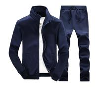 Homme Deux pièces Survêtements Couleur unie Tenues de Sport à fermeture éclair Ensemble Sweat-shirt à Zippé manches longues et Pantalon de jogging de Cordon de Serrage Dableu M