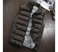 Homme Doudoune Sans Manche - Casual Male Cotton Vest Jacket, Solid Color Sleeveless Down Waistcoat Brown Jacket, Winter Windproof Warm Plus Size Waistcoat For Men Student Youth Boys Top Clothes,M