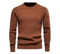 Homme Doux Chaud Pull uni à Manches Longues Sweat-Shirt matelassé Hauts en Maille Côtelée Chandail Classique Maille Thermique Légère Basic Sweatshirt qkli XL