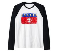 Homme Drapeau de Lyon en Vintage Idée-cadeau Lyonnais Lyon France Manche Raglan