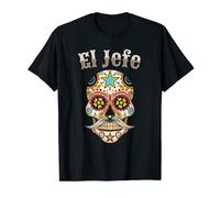 Homme El Jefe Sugar Skull Men Dia de los Muertos El Jefe T-Shirt