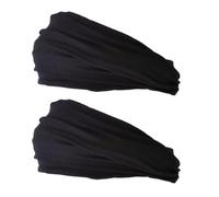 Homme Élastique Bandana Bandeau Japonais - Femme Cheveux Longs Tête Dreads Enrouler Noir 2pk