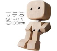Homme en bois vacillant, figurine de voiture, figurine d'homme en bois secouant, charmante petite figurine en bois, décoration de tableau de bord de voiture, fabriquée à la main, avec aimant (1 homme