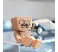 Homme en bois vacillant, figurine de voiture, figurine d'homme en bois secouant, charmante petite figurine en bois, décoration de tableau de bord de voiture, fabriquée à la main, avec aimant (C*Wooden