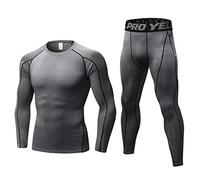 Homme Ensemble de sous-vêtements Thermiques Haut Maillot de Corps & Pantalon Bas Hiver Ski Montagne Cyclisme Moto Underwear - Gris - XL
