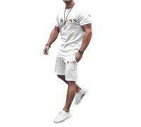 Homme Ensemble Sets Ete Tenues Survêtement Costumes Plage Vacances 2 Pcs Décontracté Ensemble Short Tee Shirt Homme 2 Pièce T-Shirts à Manches Courtes