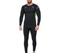Homme Ensemble sous-vêtement de Sport Automne/Hiver Doublure Polaire Thermiques épais Polaire Maillot de Corps Chaud Collant pour Entraînement 5XL NoirVert