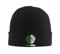 Homme Et Femme Crâne À Revers Bonnet Algérie Drapeau des Algériens Watch Cap Beanie Chaud Chapeau Chaud Unisexe Bonnet en Manchette pour Ski des Sports Hiver