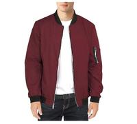 Homme ExtéRieur-Sport Printemps-Automne Casual-Classique Veste-Jacket - Mode Pilote Bomber Léger Coupe Vent Mince Cargo Veste De Baseball ete Blouson Polyester Softshell Veste Manteau Homme Rouge L
